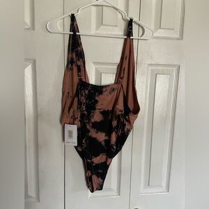 Peppermayo Black and Brown Tie-Dye One-Piece Swimsuit